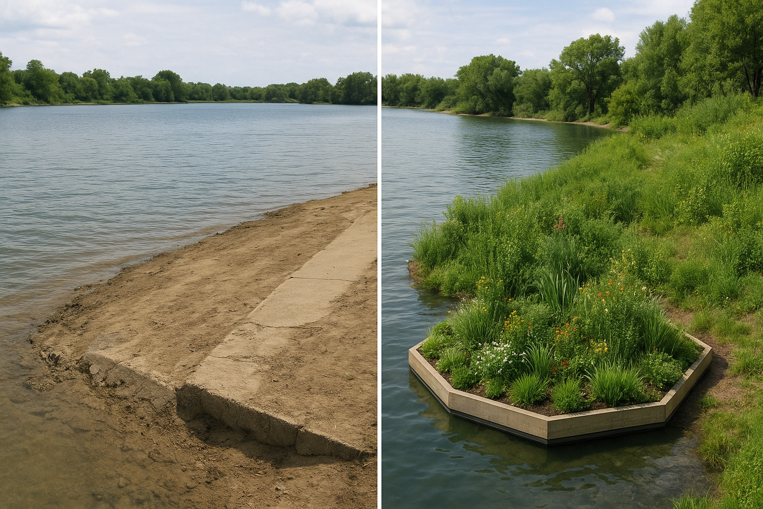 Avant/Après: illustration du fonctionnement de l'îlot